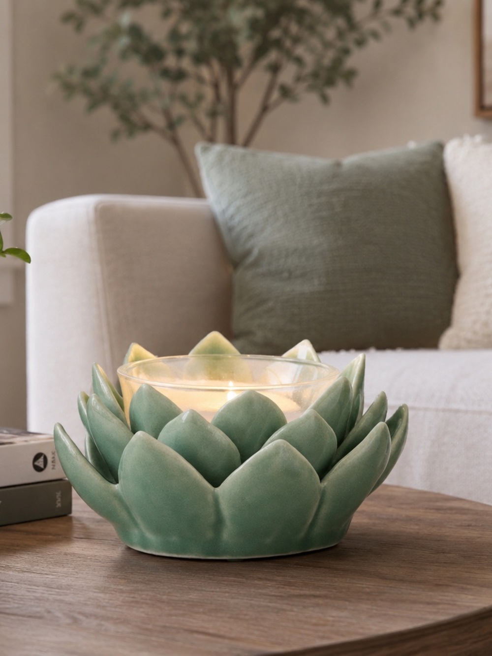 Scentsy Desert Bloom Green Ceramic Wax Warmer